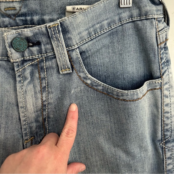 Ariat M7 Rocker Straight Leg Jeans Mens 32X34 Blue Faded Western Slim Fit Grunge - Picture 15 of 16